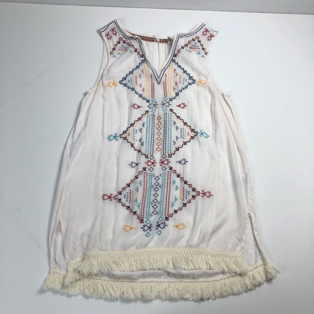 Knox Rose |‎ Tribal Print Tank Top | Fringe | M |